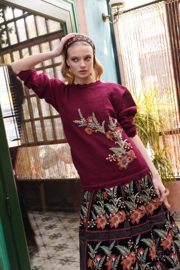 Maroon chintz sweater