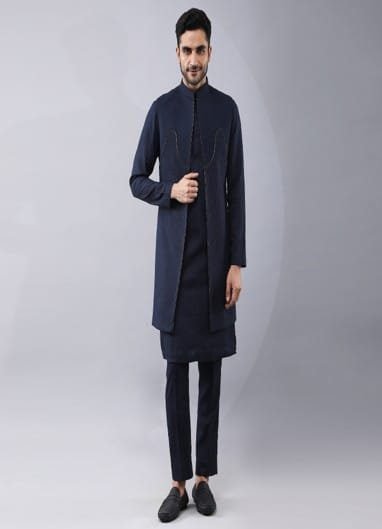 Indowestern with quilted yoke and i