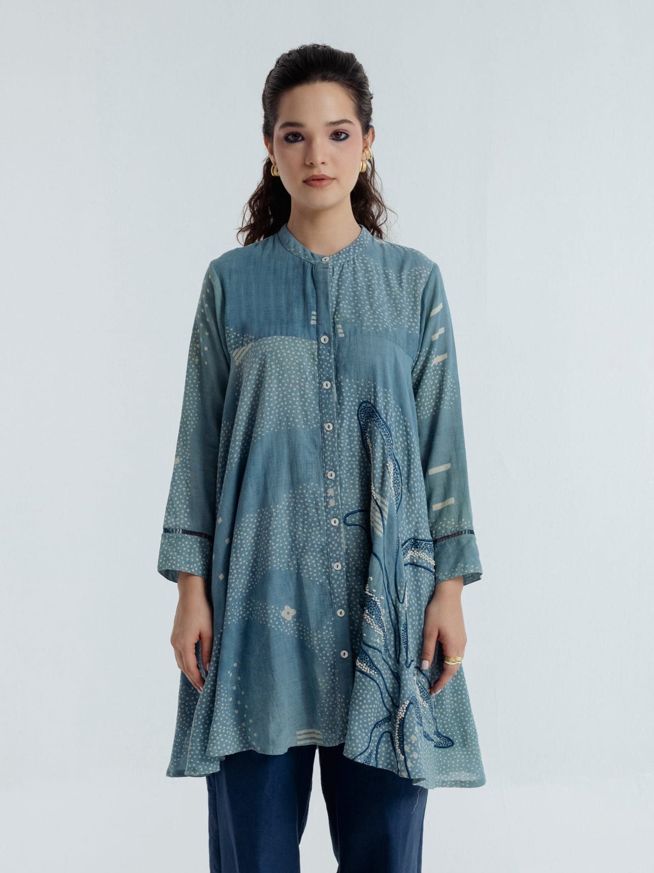 INDIGO FLARE SHIRT