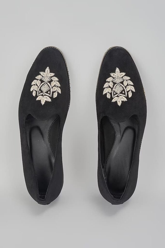 Black Embroidered Loafers