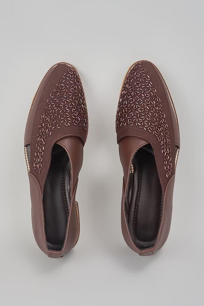 Brown Embroidered Peshawaris