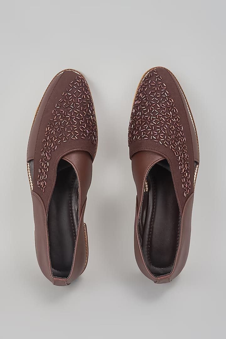 Brown Embroidered Peshawaris