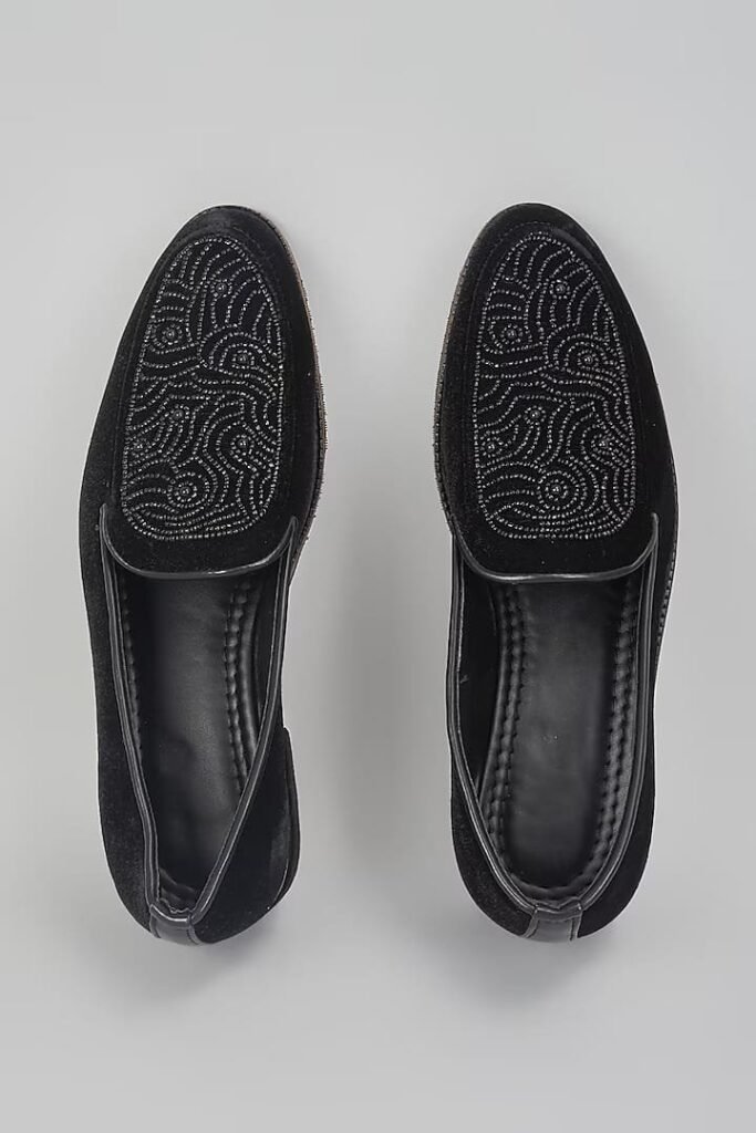 Black Embroidered Loafers