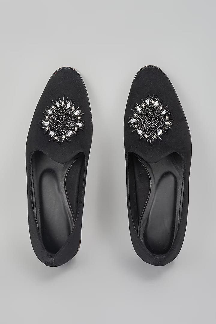 Black Embroidered Loafers