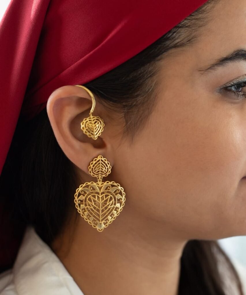 Rakaan Big Heart Drop Earrings With