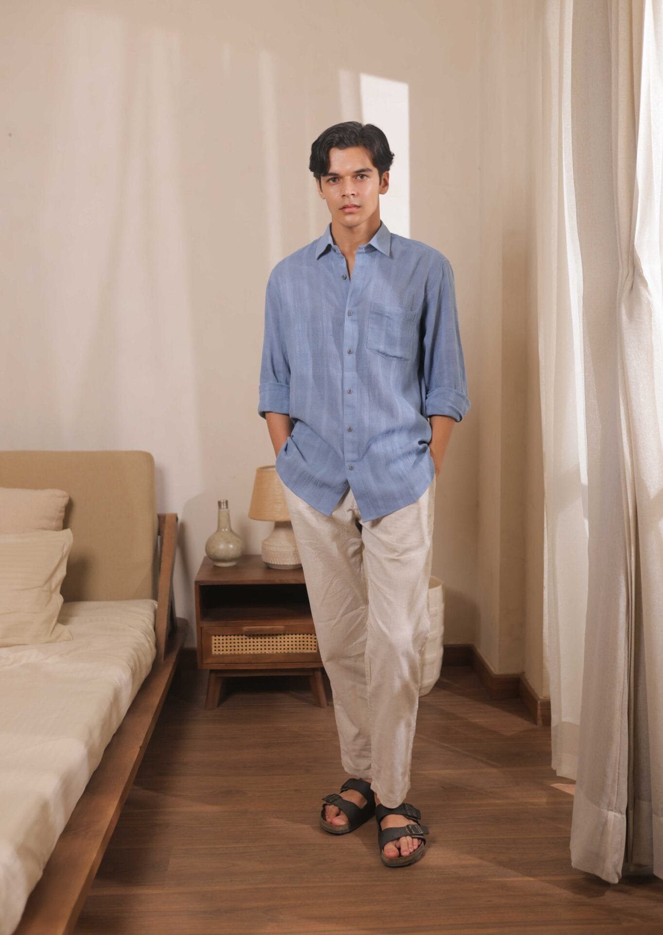 Skylane – Blue Handwoven Cotton Shi