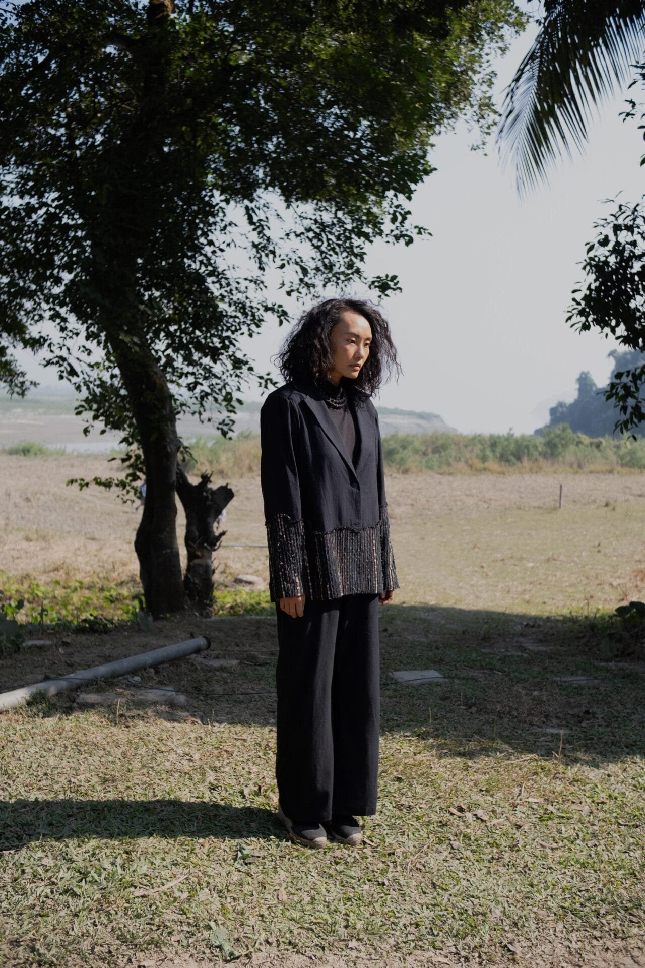 Handwoven Sailor Flared Pants - Bla